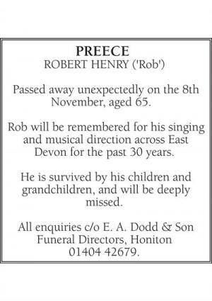 ROBERT HENRY ('ROB') PREECE