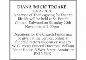 DIANA 'MICK' TROAKE